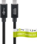 Goobay 74376 USB-C apa - USB-C apa 4.0 Adat és töltő kábel 240W 1.2m - Fekete (74376) (74376)