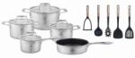 Zilner Set de gătit din 16 piese Zilner ZT-33252, Bază capsulată, Capace din sticlă, Inox