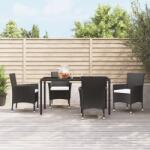 vidaXL 4 db fekete polyrattan kerti szék párnákkal (csak Egyesült Királyság/Írország/FI/NO) (362527)
