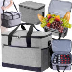 Hangzhou A Link Star Technology Co. Limited Termikus hűtőtáska, 16 literes, 3 zsebbel, utazáshoz, strandra, kempingezéshez, szürke, 30x27x20 cm (00264)
