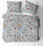  Krepp 3 részes ágynemű huzat garnitúra - 140x200 cm / szürke mákvirág mintás