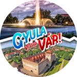 Ajándékgyár Fém hűtőmágnes Gyula - Körszökőkút és Vár (KS17)