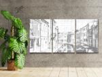  PontPöttyöző - Velencei gondolák (3 db-os készlet) Méret: 30x40cm (3db), Keretezés: Keret nélkül (csak a vászon), Szín: Fekete