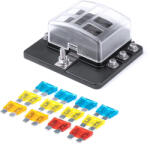 AMIO Panou sigurante auto 6 cai, set 12 sigurante, indicator LED, universal (03039) - ingcomag