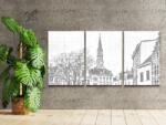  PontPöttyöző - Történelmi városháza (3 db-os készlet) Méret: 40x60cm (3db), Keretezés: Keret nélkül (csak a vászon), Szín: Zöld