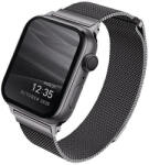 UNIQ óraszíj Dante Apple Watch Series 1/2/3/4/4/5/6/7/8/9/SE/SE2 42/44/45mm rozsdamentes acél, grafitszürke