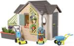 Smoby Căsuța grădinarului Garden House Smoby excepțional de extensibilă cu mașină de tuns iarba roabă și cărucior cu unelte (SM810255-X) Casuta pentru copii