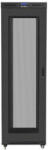 Lanberg FF01-8242-23BL 19" 42U SZÉL: 800mm MÉLY: 1200mm MAG: 2127mm lapraszerelt LCD hálós fémajtós fekete rack szekrény - pepita