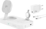 4smarts Trident Qi2 3in1 wireless töltő állomás, Type-C-Type-C kábellel, MFi gyorstöltővel, 30W, fehér (540999) (540999)