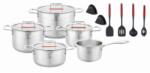Zilner Set de gătit din 15 piese Zilner ZT-33251, Oțel inoxidabil, Capace din sticlă, Compatibil inducție, Inox
