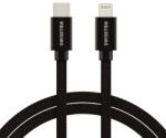 SWISSTEN 71525201 Textile USB Type-C apa - Lightning apa Adat és töltő kábel - Fekete (1.2m) (SW-QU-LIGHUSBC-1.2M-B) (SW-QU-LIGHUSBC-1.2M-B)
