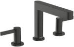 Hansgrohe Finoris 3 lyukú mosdócsaptelep 110, push-open lefolyógarnitúrával, szálcsiszolt fekete króm 76033340 (76033340)