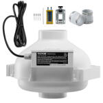 VEVOR Radoncsökkentő csőventilátor rendszer - 98-89 mm átmérő, 260 m³/h légszállítás, csendes működés, nyomásmérővel, kültéri használatra is alkalmas