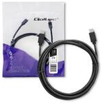 Qoltec USB 2.0 kábel C típusú apa | USB 2.0 C típusú apa | 2m | Fekete (52345)