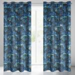 Takoy Bársony sötétítő függöny egzotikus levélmintával és ezüst díszítéssel
