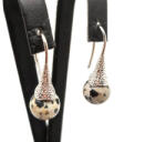 MyVanilla Ásvány Fülbevaló golyó jásp dalmata mintás kürt lógó 10-10, 5mm