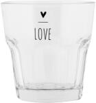 Clayre & Eef Set 6 pahare sticla transparenta neagra Love Ø 8x8 cm / 200 ml (BHSGL0009) Pahar