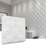 Art3d 3D PVC Fali Panel - Fehér Matt Összekapcsolódó Körök - Beltéri Faldekoráció Lakásba vagy Üzletbe - Vízálló - 50x50 cm - 12 db/csomag -
