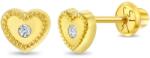 Bebe Gold Cercei din Aur 14K pentru Copii - Inimioara cu Piatra CZ, inchidere cu Filet si Protectie - bebegold - 799,00 RON