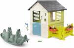 Smoby Set căsuță cu ușă mică și balansoar leagăn cu două părți Jolie Life Smoby cu grădină și sonerie electronică (SM810737-12) Casuta pentru copii