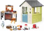 Smoby Set căsuță cu ușă mică și bucătărie cu pizza Jolie Life Smoby cu aparat de vafe cu aparat de cafea mixer și alimente (SM810737-3) Casuta pentru copii