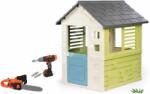 Smoby Set căsuță cu ușă mică și unelte de lucru Jolie Life Smoby cu fierăstrău electric și bormașină cu sunet și lumină (SM810737-9) Casuta pentru copii
