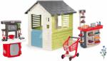 Smoby Set căsuță cu ușă mică și Supermarket Jolie Life Smoby cu cărucior de cumpărături și bucătărie cu cuptor cu microunde (SM810737-2) Casuta pentru copii