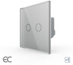 LIVOLO Intrerupator Dublu Cap Scara / Cruce cu Touch LIVOLO din Sticla u2013 Protocol ZigBee EC Gri (VL-FC2SZ2-2G-2I)