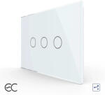 LIVOLO Intrerupator Triplu Cap Scara / Cruce cu Touch LIVOLO din Sticla Standard Italian u2013 protocol ZigBee EC Alb (VL-FC3SZ2-3G-11)