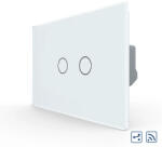 LIVOLO Intrerupator Dublu Cap Scara / Cruce Wireless cu Touch LIVOLO din Sticla u2013 Standard Italian Alb (VL-FC2SR-2G-3W)