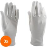 Prima Set 3 x Manusi Prima Tricotate Interlock din Bumbac, Albe, Marimea M (TEV-3xVTR-0317-M)