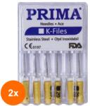 Prima Set 2 x 6 Ace Endodontice Kerr K-Files, Nr. 20 Galbene, 25 mm, pentru Canal Radicular, Prima (TEV-2xVTR-0629-20-GLB)
