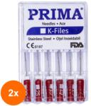 Prima Set 2 x 6 Ace Endodontice Kerr K-Files, Nr. 25 Rosii, 25 mm, pentru Canal Radicular, Prima (TEV-2xVTR-0629-25-ROS)