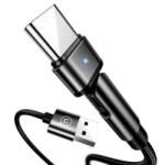 USAMS U60 USB-A apa - USB-C apa Töltőkábel - Fekete (1m) (SJ477USB01) (SJ477USB01)