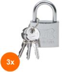 Feroneria Set 3 x Lacat din Crom, 38 mm, Feroneria (LIZ-3xZLN-ZLN1731)