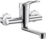 Delabie fali csaptelep lyukas karral, L=150mm lengő kifolyó, SECURITOUCH hőszigetelt test, H-M vízre, BIOFIL szűrő kompatibilis, 5L/p, sima tárcsák (DEL2446S)