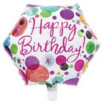  Happy Birthday - hatszögletű pöttyös - Fólia Lufi - 45cm - Léggömb (NA080)