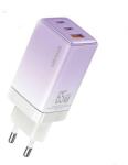 USAMS Sandru 2x USB-C / USB-A Hálózati töltő - Lila (65W) (CC180TC03) (CC180TC03)