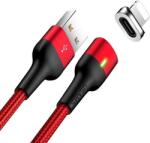 USAMS USB apa - Mágneses MicroUSB apa Adat- és töltőkábel - Piros (SJ294USB02) (SJ294USB02)