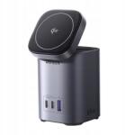 UGREEN asztali hálózati töltő, mágneses, vezeték nélküli töltés, 65W, 4 az 1-ben, 2x USB-C, 1x USB-A, GaN, szürke (UGR5633) (UGR5633)