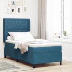 vidaXL Boxspring Ágy Matraccal és LED Világítással Sötétkék 100x200 cm Bársony (3343806)