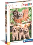 Clementoni - Puzzle 2x60 Frați în blană - 40 - 99 piese Puzzle