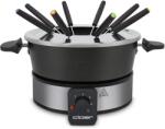 Cloer Fondue Cloer 6679 pentru 8 persoane, oala din aluminiu acoperit, inclusiv protectie impotriva stropilor, 8 furculite cu coduri de culoare 1, 5 litri, 1000 W, argintiu, negru (6679)