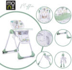 Moni MUFFIN multifunkciós etetőszék, mintás, 2 kerékkel MENTA