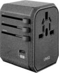 Uniq Voyage USB / Type-C UK/US/AU/EU Utazó adapter (18W) (UNIQ137GRY) (UNIQ137GRY)