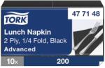 Tork papírszalvéta 2 rétegű 33x33 cm 1/4 hajtású 200 lap/csomag - fekete