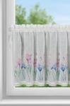 Takoy Perdea din vitraliu DOLOREZ realizată din etamină, decorată cu un imprimeu de flori și dantelă 150 x 60 cm