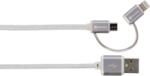 SKROSS Cablu USB 2 in 1 SKross Steel Line cu Conector MicroUSB si Lightning 1m Argintiu (CABLE-USB/UUSB/L-1.0SR-SKRS)