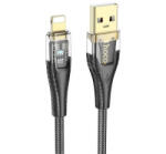hoco. U121 adatkábel (USB - lightning, 2.4A, gyorstöltő, 120cm, LED jelzés, cipőfűző) FEKETE Apple IPAD 2 / iPhone 5 / iPhone 5S (U121_USB_L_B) (U121_USB_L_B)