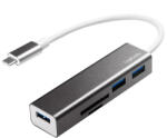 LogiLink USB 3.2 Gen 1x1 USB-C 3 Portos Hub, Kártyaolvasóval
